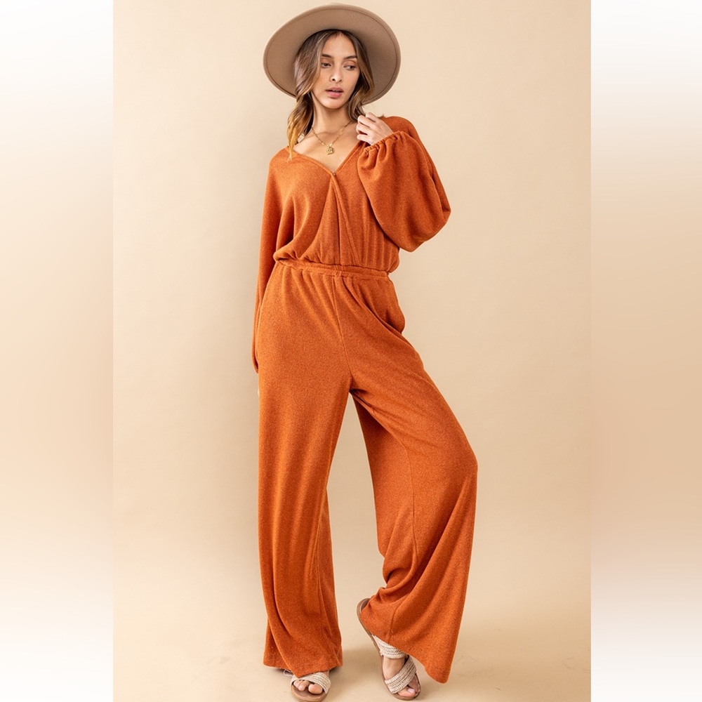 Gorgeous Solid Soft Texture Wide Leg Jumpsuit - Picture 3 of 5